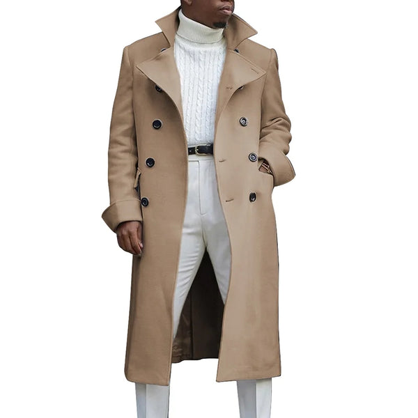 Autumn Winter Slim Double-Breasted Casual Woolen Trench Coat